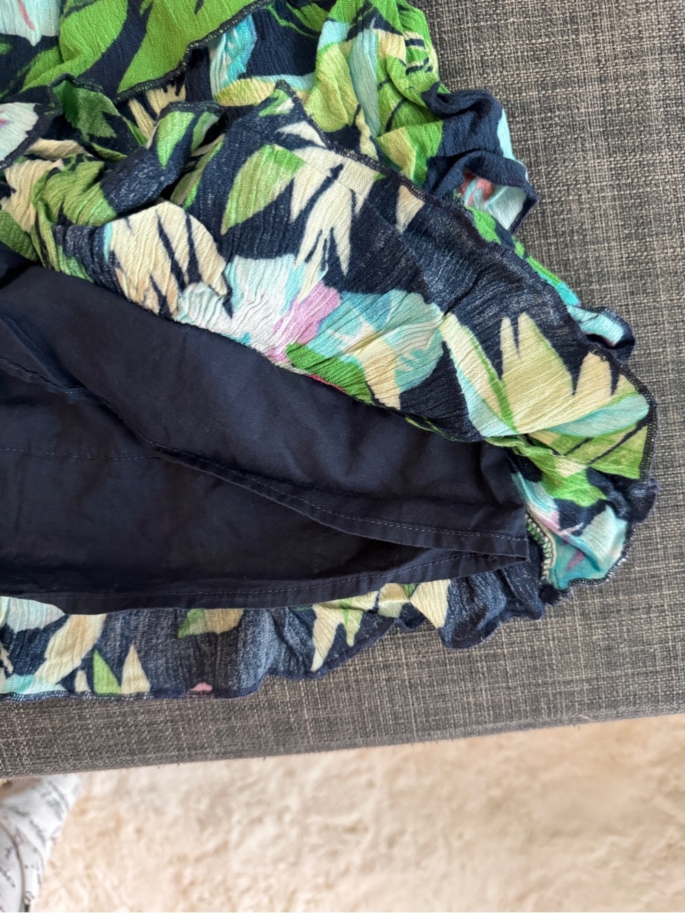 Navy Floral Ruffle Mini Skirt - Picture 3 of 4